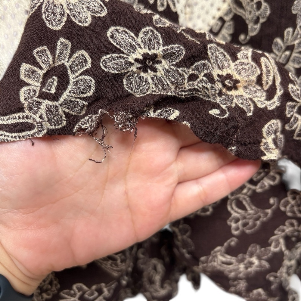 Lola P Boho Maxi Dress XL Brown Cream Floral Paisley Sleeveless Rayon - Picture 5 of 7